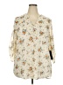 Sara Michelle 100% Polyester Floral Ivory 3/4 Sleeve Blouse Size 2X - photo 1