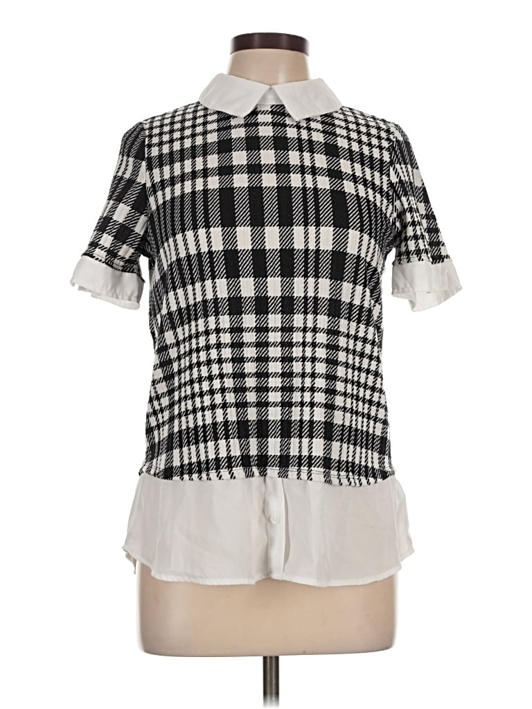 Pre-owned Assorted Brands Short Sleeve Blouse In Black
