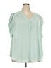 Torrid 100% Polyester Green Teal Short Sleeve Blouse Size 3X Plus (3) - photo 1