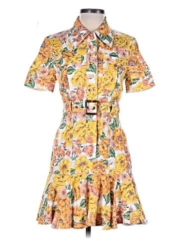 Zimmermann Yellow Floral Print Poppy Belted Mini Dress (view 1)