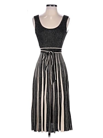 Zimmermann Metallic Striped Ribbed-Knit Midi Dress (view 1)
