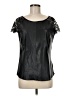 Ecru 100% Rayon Black Faux Leather Top Size M - photo 1
