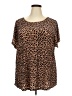 Jodifl Animal Print Brown Short Sleeve Blouse Size 2X - photo 1
