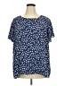 Como Black 100% Rayon Stars Blue Short Sleeve Blouse Size 3X - photo 1