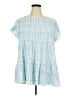 BLOOMCHIC Checkered-gingham Blue Short Sleeve Blouse Size 18 - 20 - photo 1