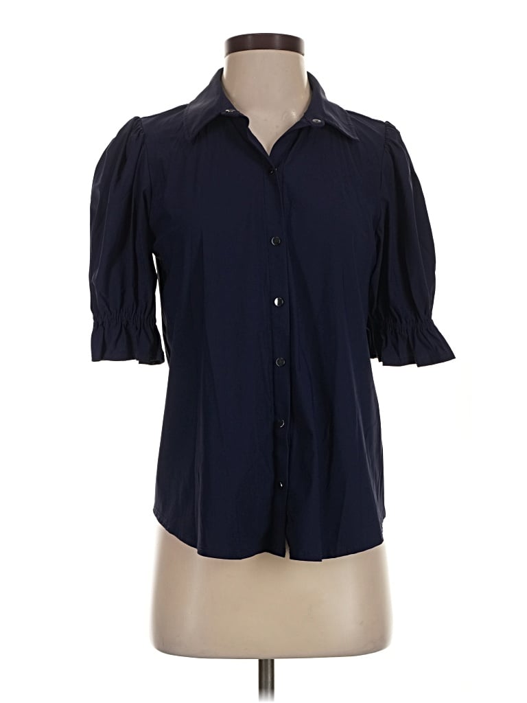 Pre-owned Liverpool Los Angeles 3/4 Sleeve Button Down Shirt In Blue