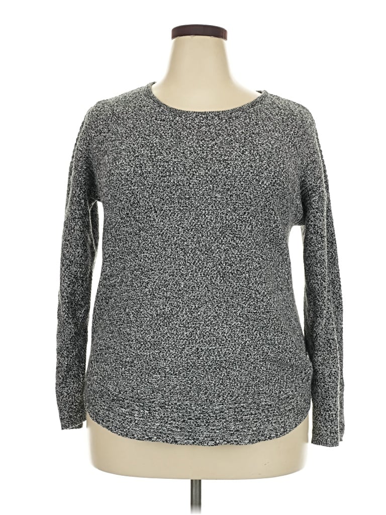 Pre-owned Design History Long Sleeve Top Gray Crew Neck Tops