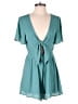 Pink Lily 100% Polyester Solid Teal Romper Size S - photo 1