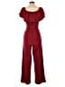 Almost Famous Solid Burgundy Jumpsuit Size L - photo 2