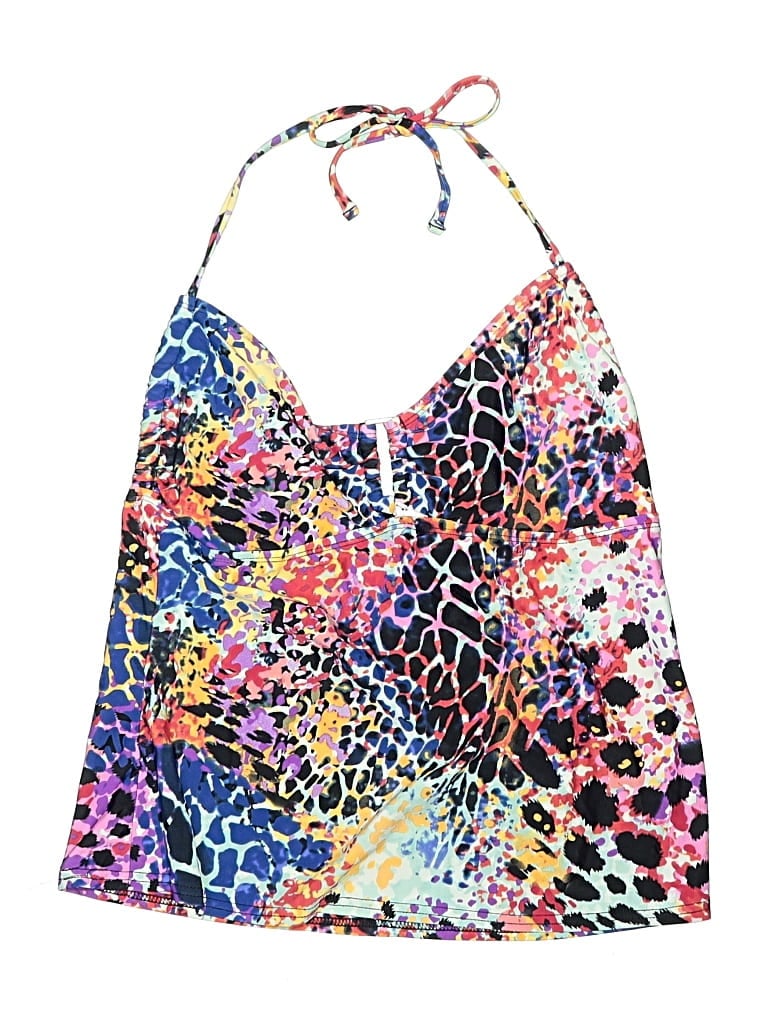 Pre-owned Kenneth Cole Reaction Swimsuit Top Blue Animal Print Pattern Swimwear