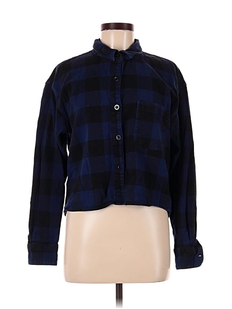 Pre-owned Wild Fable Long Sleeve Button Down Shirt In Blue
