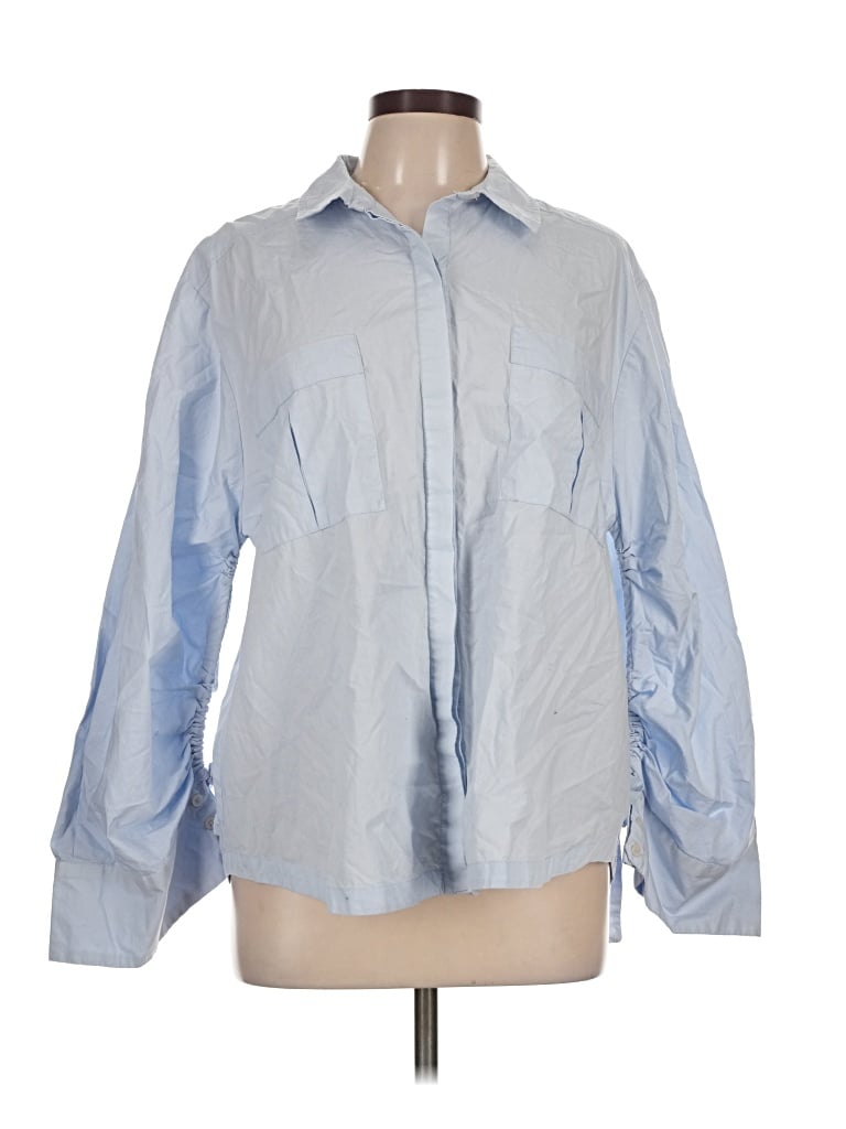 Pre-owned Maeve Long Sleeve Button Down Shirt In Blue