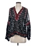 Ulla Johnson 100% Silk Black Red Long Sleeve Silk Top Size 4 - photo 1