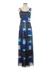 Ann Taylor 100% Polyester Graphic Blue Casual Dress Size 2 - photo 1