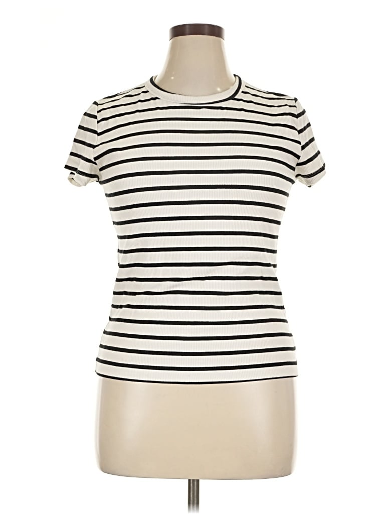 Pre-owned H&m Short Sleeve Turtleneck In Ivory