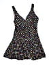Shekini Polka Dots Black One Piece Swimsuit Size L - photo 1