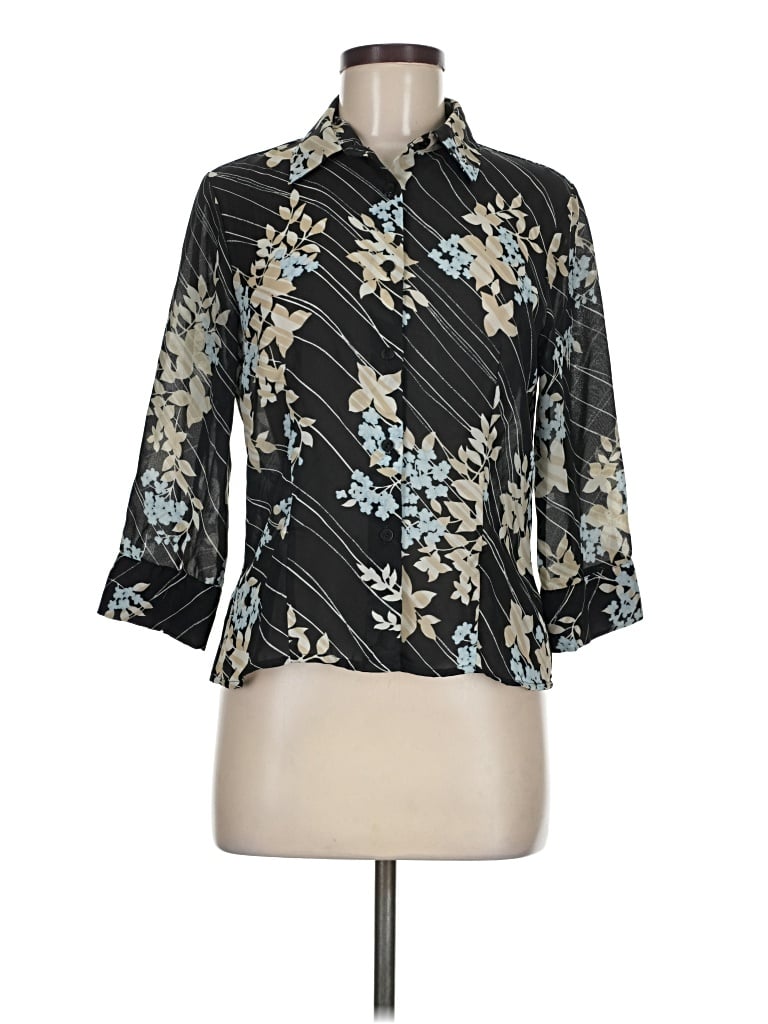 Pre-owned Apostrophe 3/4 Sleeve Blouse In Black