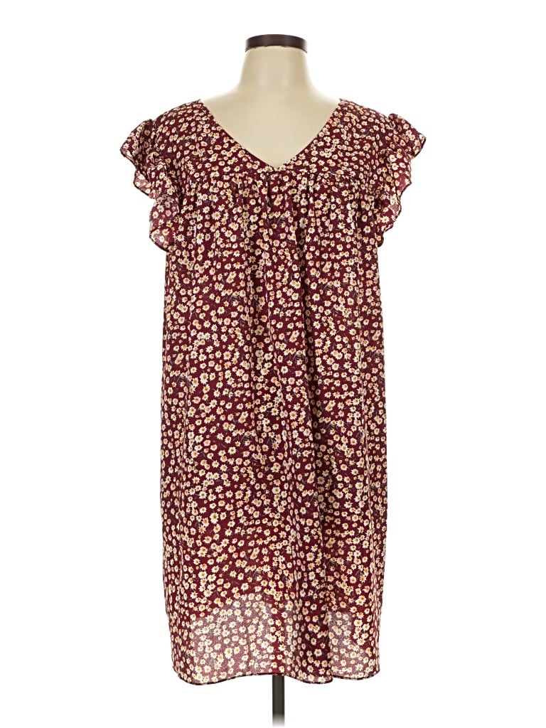 Pre-owned Shein Curve Casual Dress In Burgundy