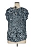 Joe Fresh 100% Polyester Blue Short Sleeve Blouse Size XL - photo 2