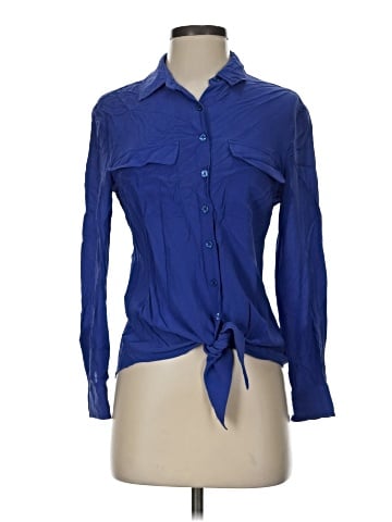 Black Saks Fifth Avenue Long Sleeve Silk Top (view 1)