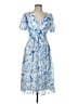 DKNY 100% Polyester Paisley Blue Cocktail Dress Size 12 (petite) - photo 1