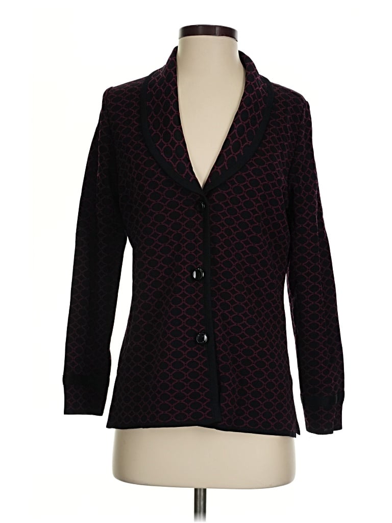 Pre-owned Misook Cardigan Sweater In Burgundy