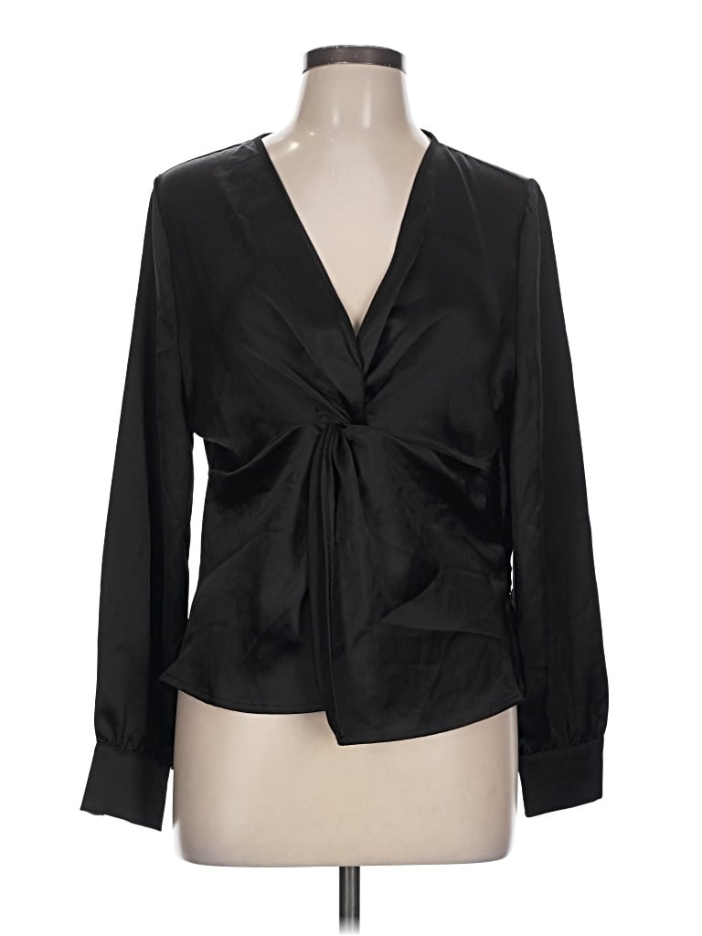 Pre-owned Nicole Miller Long Sleeve Blouse In Black