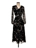 Ann Taylor 100% Polyester Floral Black Casual Dress Size 0 - photo 1