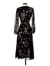 Ann Taylor 100% Polyester Floral Black Casual Dress Size 0 - photo 2
