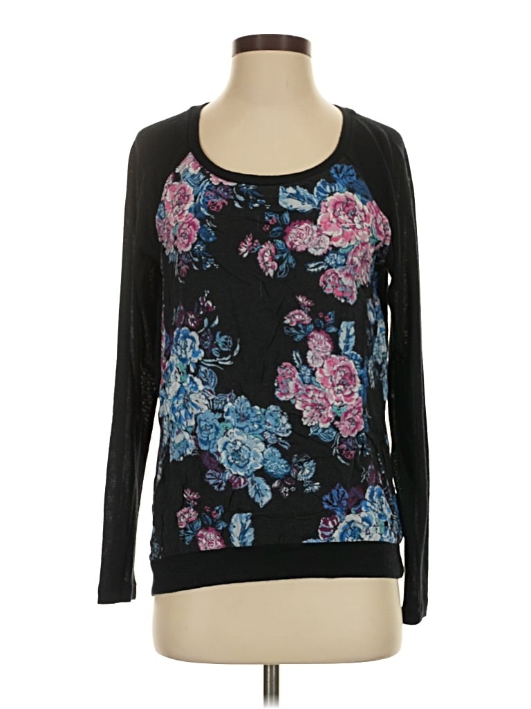 Pre-owned Kut From The Kloth Long Sleeve Top Black Scoop Neck Tops