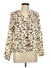 Shein 100% Polyester Animal Print Ivory Long Sleeve Blouse Size L - photo 1