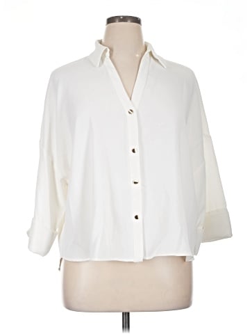 Zara 3/4 Sleeve Button-Down Shirt (view 1)