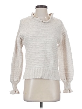 Madewell Ruffle-Neck Pullover Sweater in Cotton-Merino Yarn (view 1)