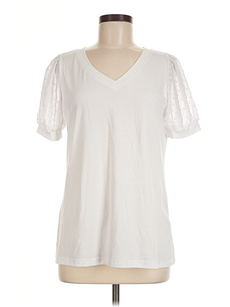 Pre-owned Unbranded Short Sleeve Blouse In White