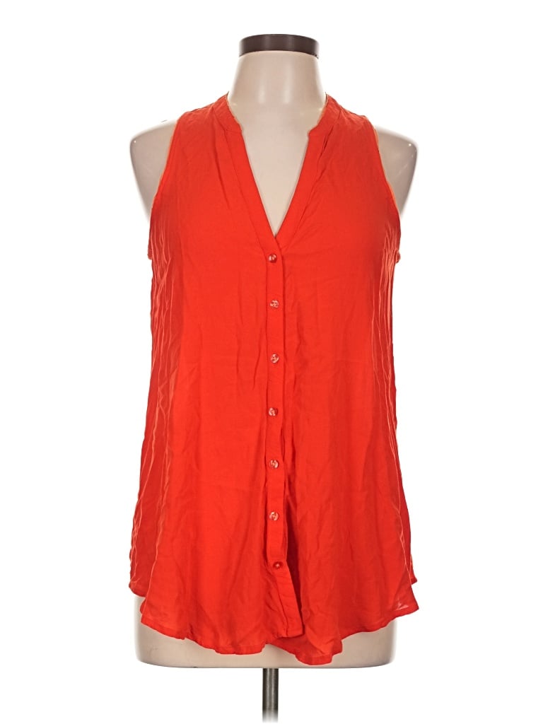 Pre-owned Maeve Sleeveless Button Down Shirt In Orange