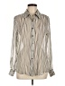 Pure Amici 100% Silk Stripes Ivory Long Sleeve Silk Top Size M - photo 1