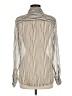 Pure Amici 100% Silk Stripes Ivory Long Sleeve Silk Top Size M - photo 2