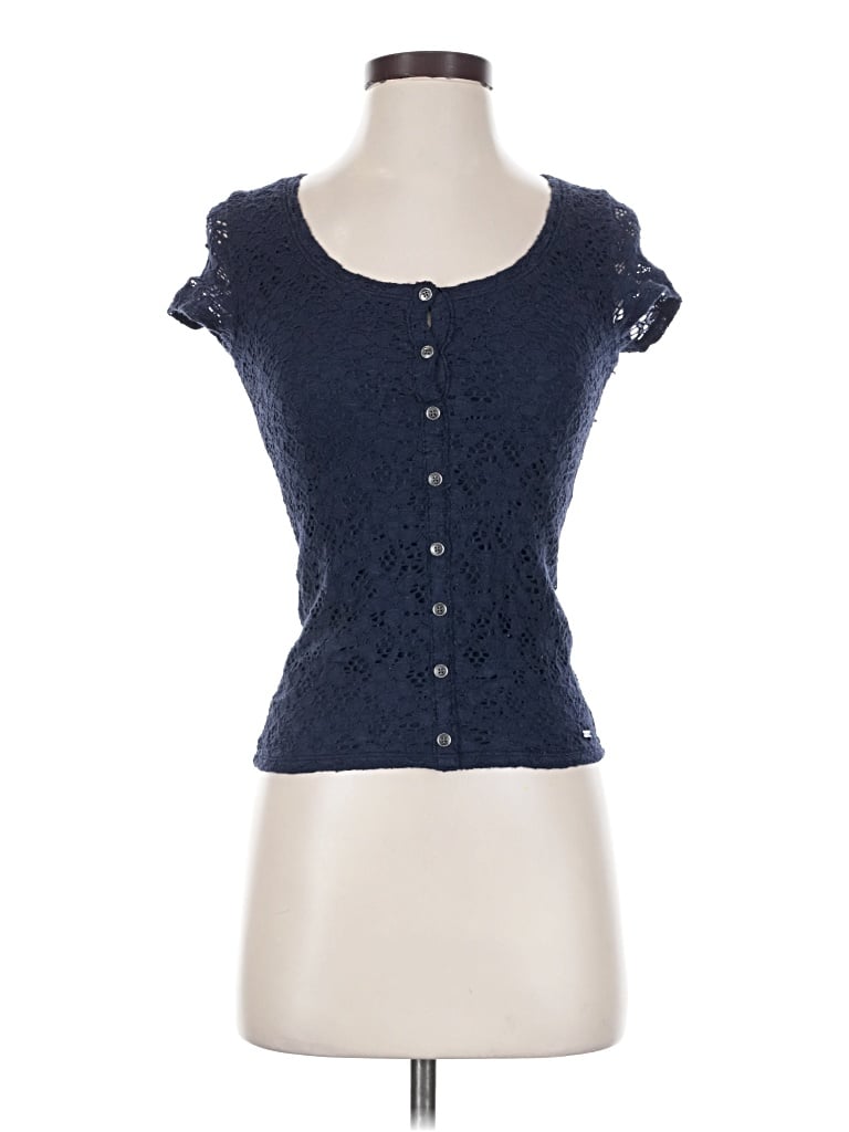 Pre-owned Hollister Short Sleeve Top Blue Sweetheart Neckline Tops