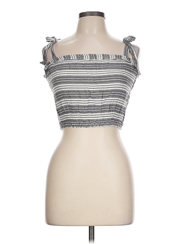 Pre-owned Salty Lemon Sleeveless Top Gray Strapless Neckline Tops