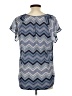 Maurices 100% Polyester Chevron-herringbone Blue Short Sleeve Blouse Size L - photo 2