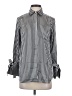 Banana Republic 100% Polyester Stripes Silver Long Sleeve Blouse Size XS - photo 1