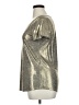 White House Black Market Metallic Silver Short Sleeve Top Size XL - photo 5