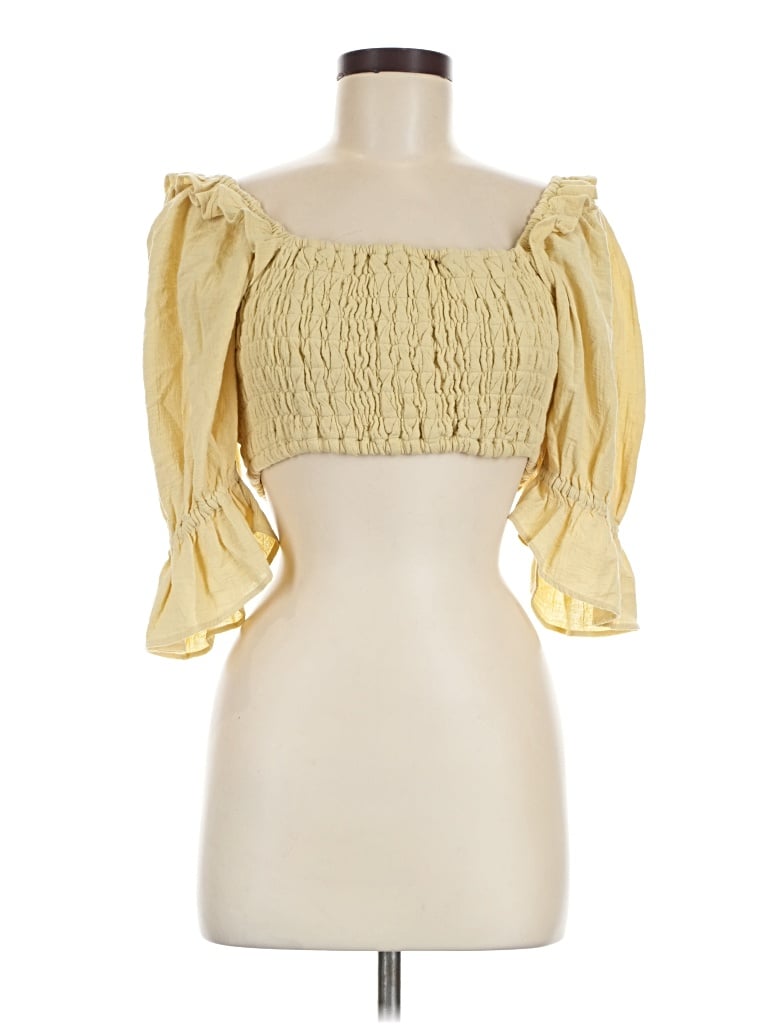 Free People Short Sleeve Blouse In Yellow