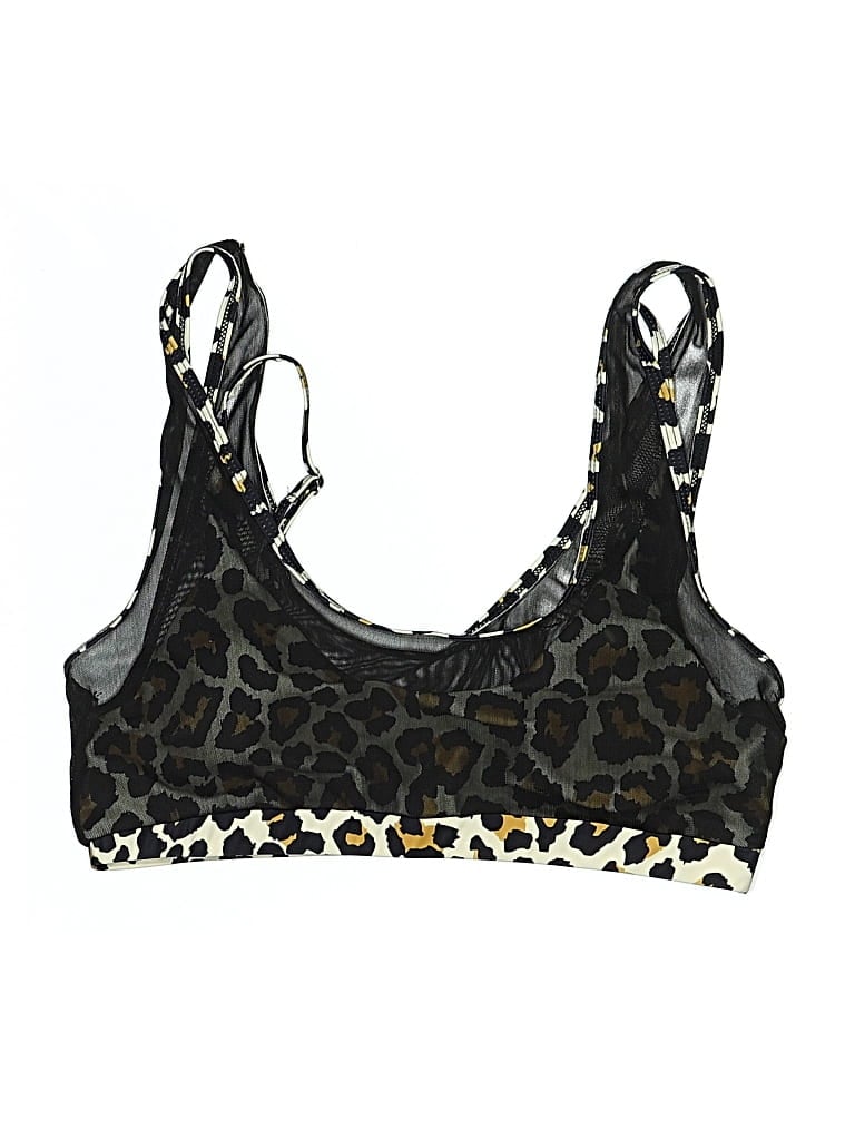 Pre-owned Beachsissi Swimsuit Top Black Animal Print Pattern Swimwear