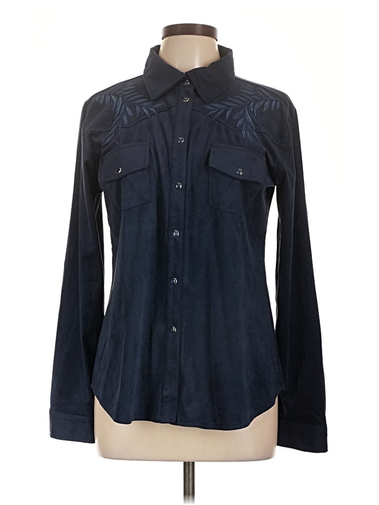 Pre-owned Dg^2 By Diane Gilman Long Sleeve Button Down Shirt In Blue