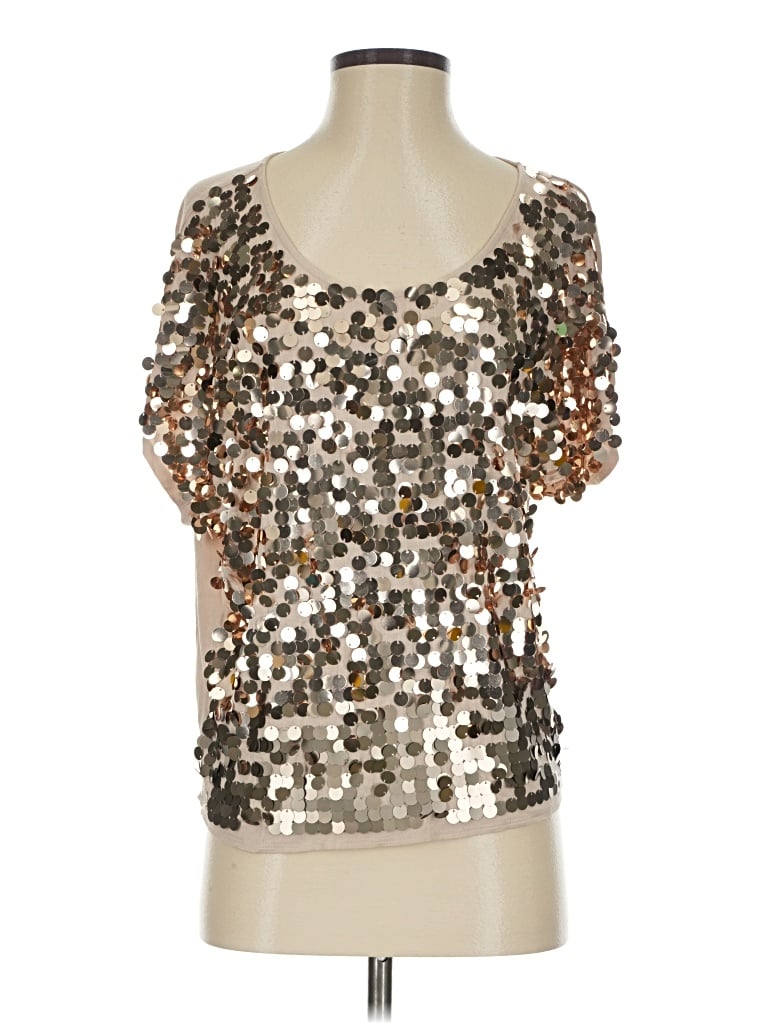 Pre-owned Apt. 9 Short Sleeve Top Silver Square Neckline Tops