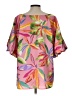 Entro 100% Polyester Tropical Pink Short Sleeve Blouse Size L - photo 2