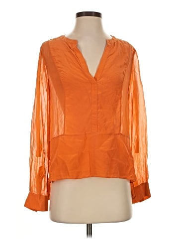 BCBGMAXAZRIA Long Sleeve Silk Top (view 1)