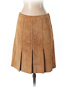 loft brown leather skirt