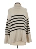 Gap 100% Cotton Stripes Ivory Turtleneck Sweater Size S - photo 1